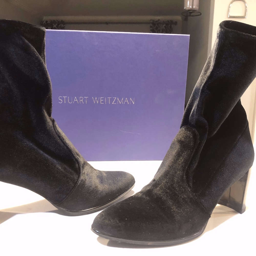 Stuart Weitzman Prancer Stretch Velvet Booties